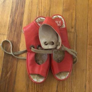 Fly London red leather shoes size 9